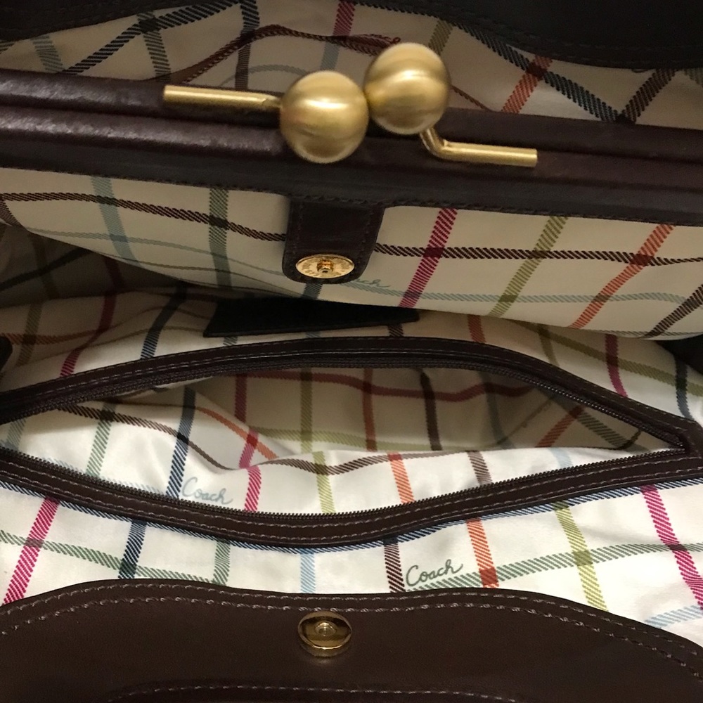 Coach Brown Signature Canvas Shoulder Bag with Dark Brown Leather Trim - Picture 6 of 11